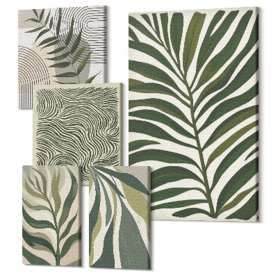 Tablou din 5 piese Modele de plante într-un stil modern și minimalist