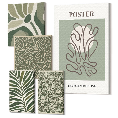 Tablouri canvas set 5 piese Forme abstracte și motive vegetale în stil boho