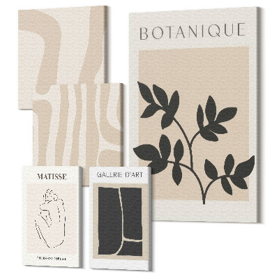 Tablou din 5 piese Grafică elegantă cu motive vegetale și forme abstracte