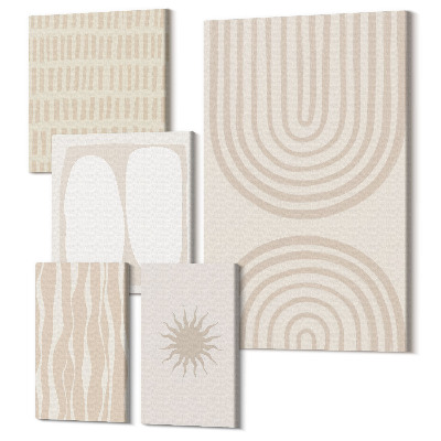 Set tablouri 5 piese Forme abstracte elegante în nuanțe ale naturii