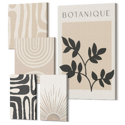Tablouri canvas set 5 piese Motive de plante elegante în nuanțe neutre