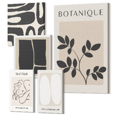 Set tablouri 5 piese Grafică elegantă cu motive vegetale și abstracție