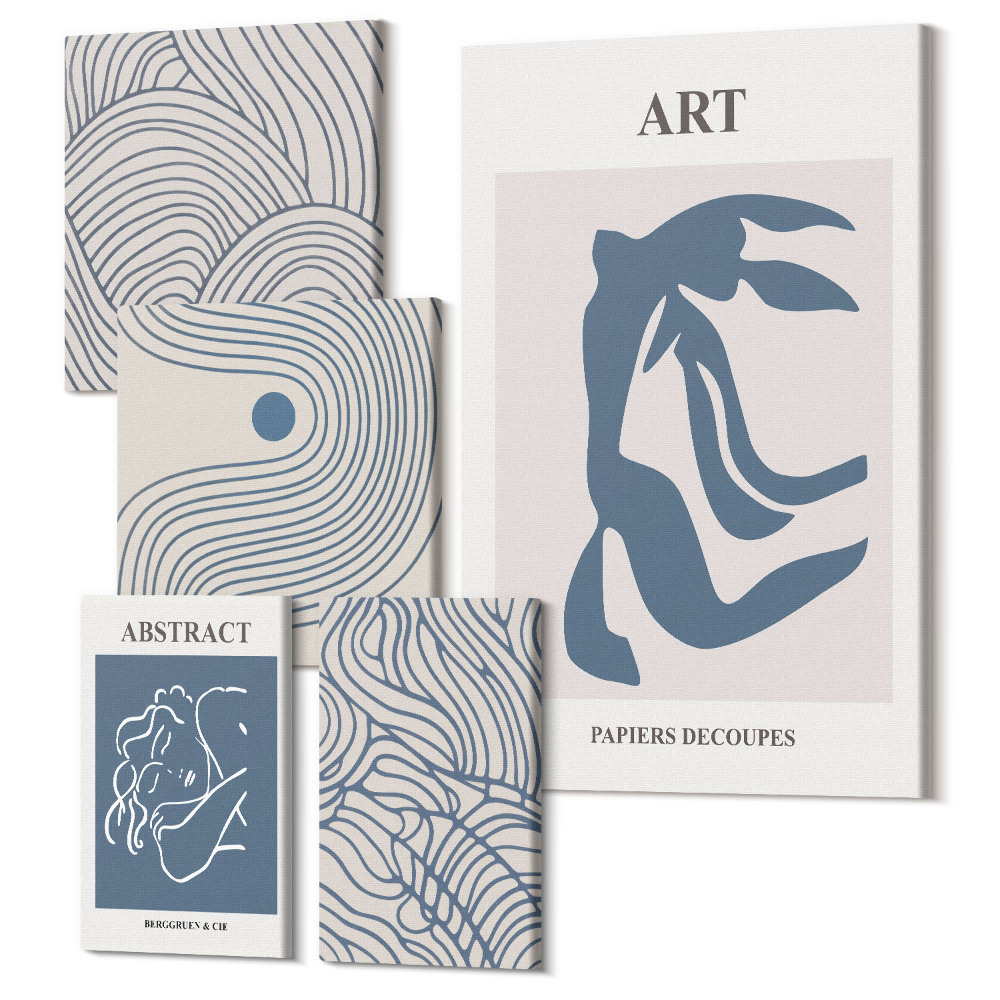 Tablou din 5 piese Forme și linii abstracte într-un stil modern