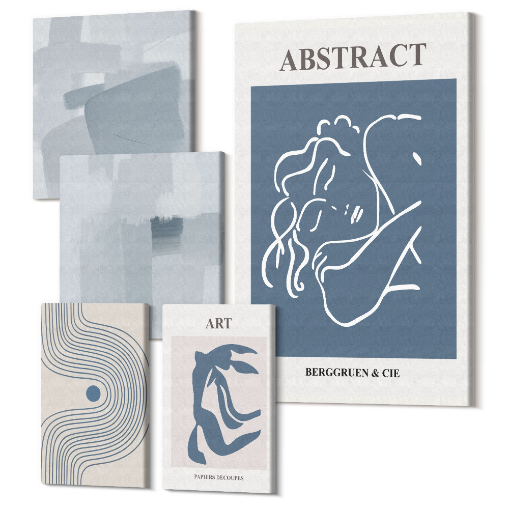 Set tablouri 5 piese Abstracții elegante și compoziții artistice minimaliste