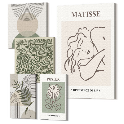 Set tablouri 5 piese Compoziții minimaliste cu motive și linii vegetale