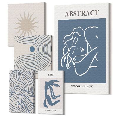 Set tablouri 5 piese Abstracții elegante cu forme și linii geometrice