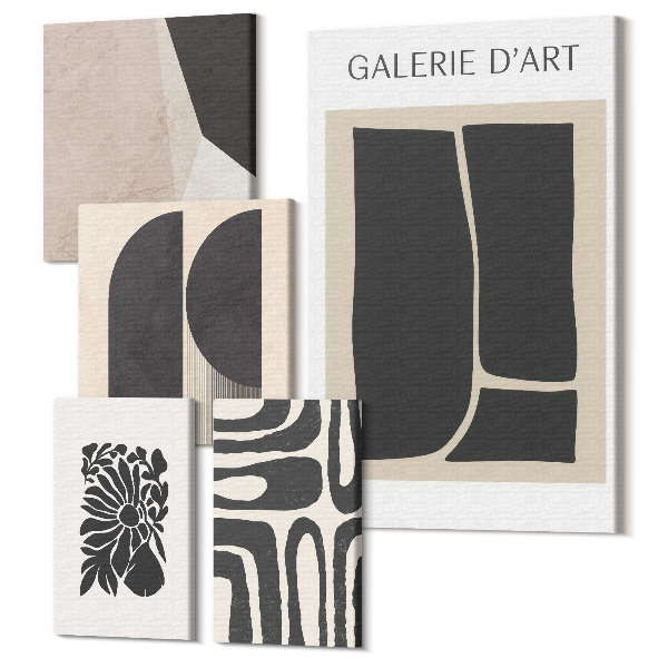 Set tablouri 5 piese Grafică elegantă în nuanțe de forme și modele minimaliste