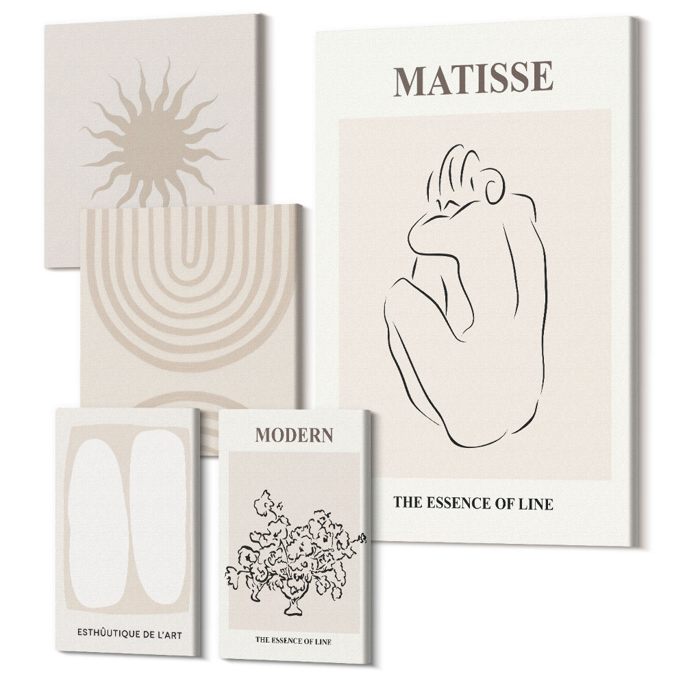 Tablouri canvas set 5 piese Linii minimaliste și forme abstracte ale artei moderne