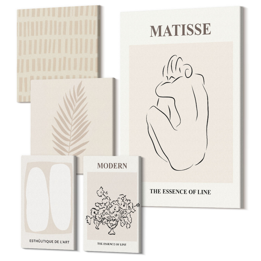 Tablou din 5 piese Stil, linii și forme minimaliste într-o versiune modernă