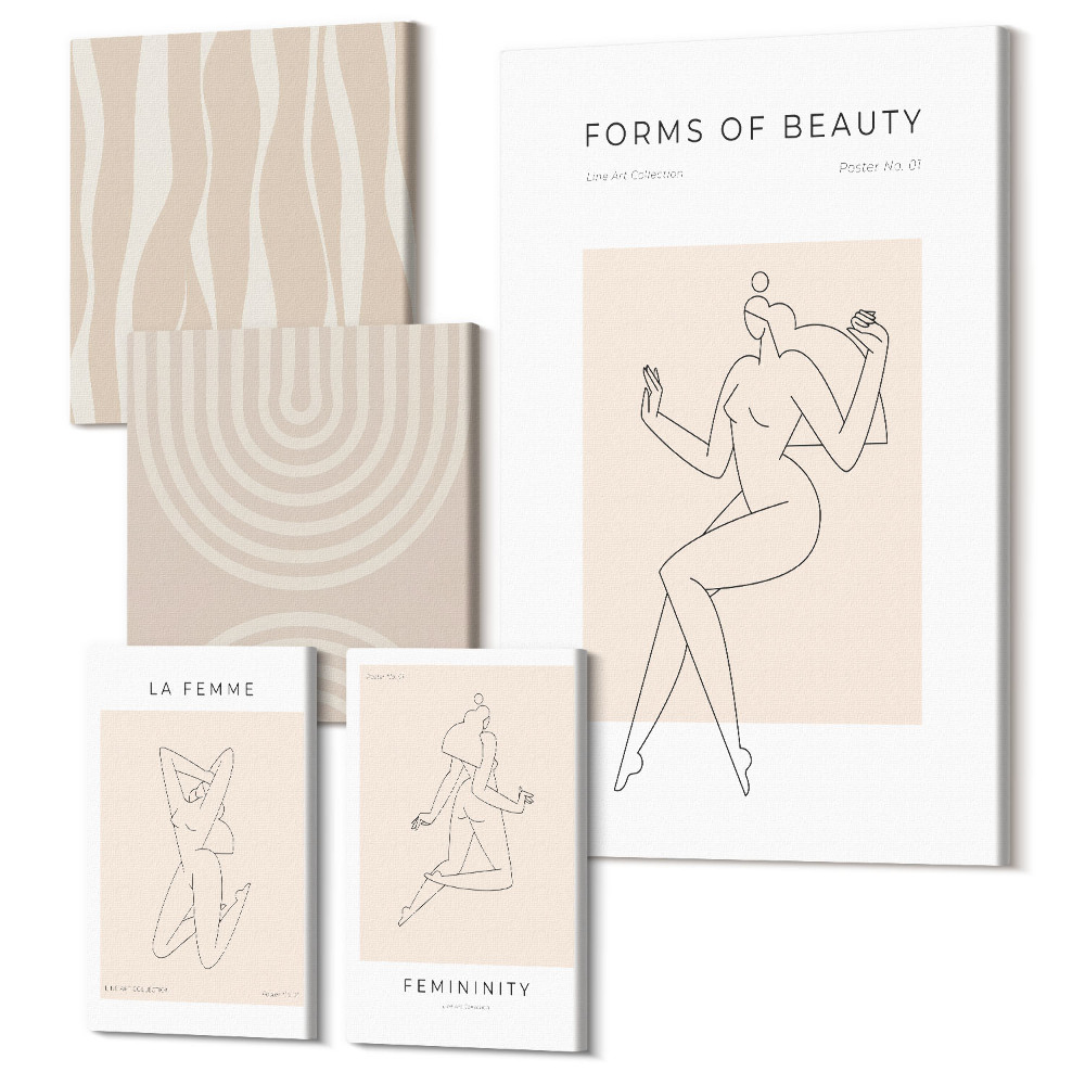 Tablou din 5 piese Forme minimaliste de frumusețe într-un stil modern