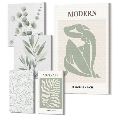 Set tablouri 5 piese Motive de plante elegante într-o estetică decorativă modernă