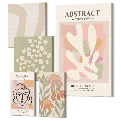 Set tablouri 5 piese Abstracte elegante și motive florale pentru interioare