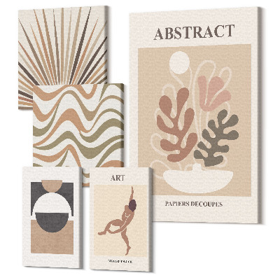 Tablou din 5 piese Abstracții elegante cu motive și forme vegetale