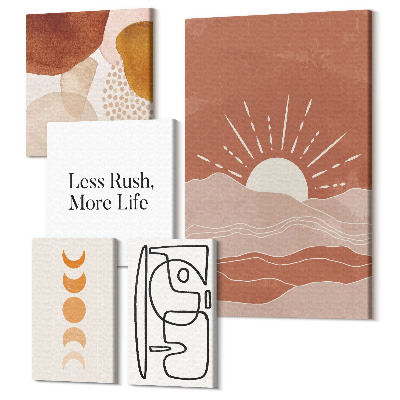 Tablou din 5 piese Grafică elegantă cu forme abstracte și soare