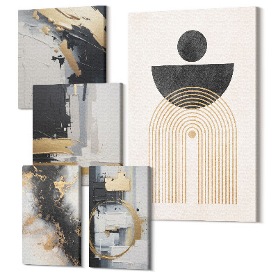 Set tablouri 5 piese Compoziții abstracte în stil modern cu forme geometrice