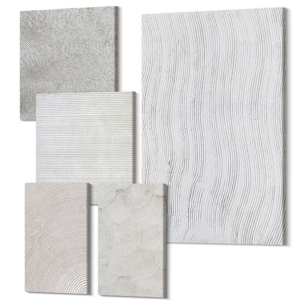 Tablouri canvas set 5 piese Modele în nisip, structuri geometrice liniare