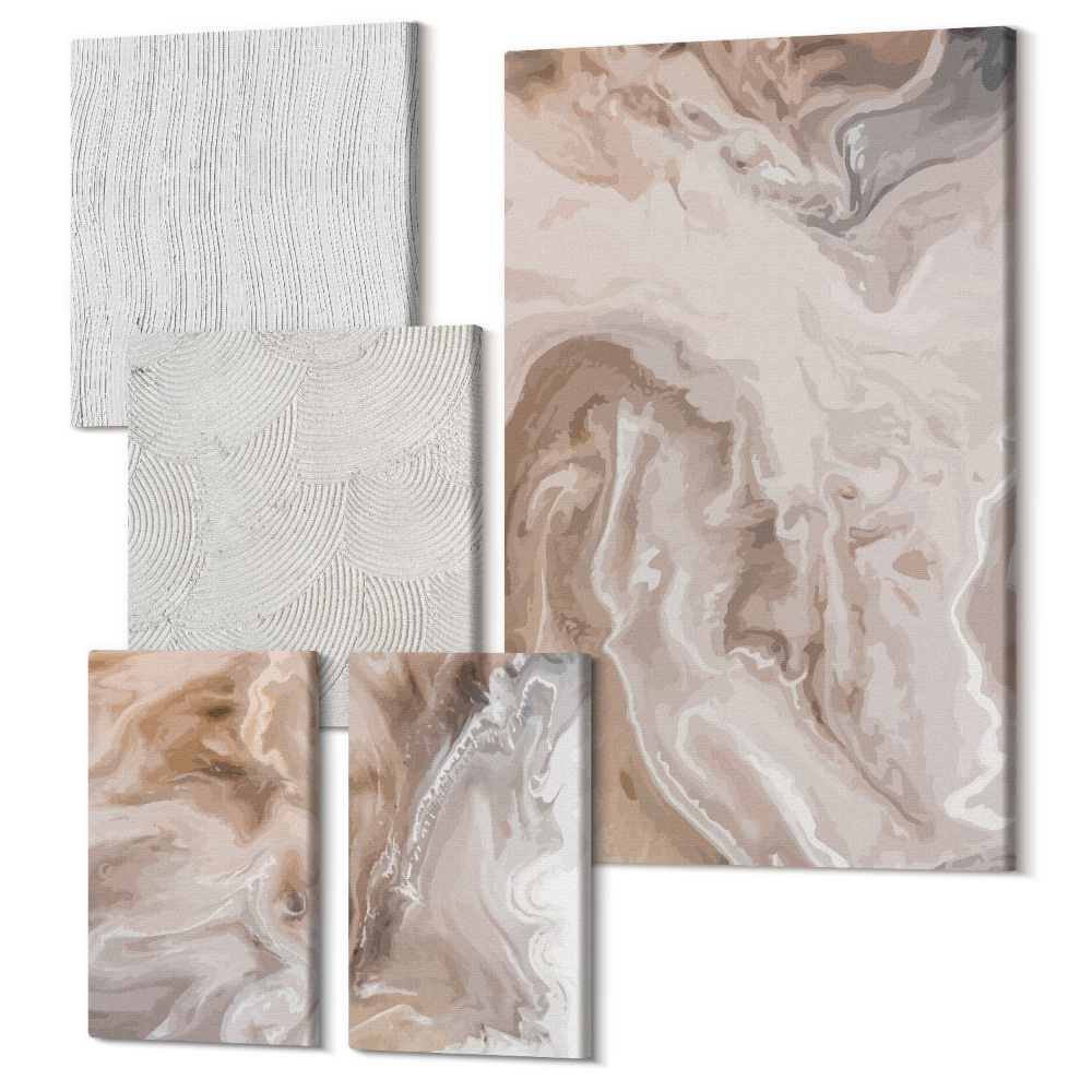 Tablou din 5 piese Modele abstracte de marmură cu textura de piatră