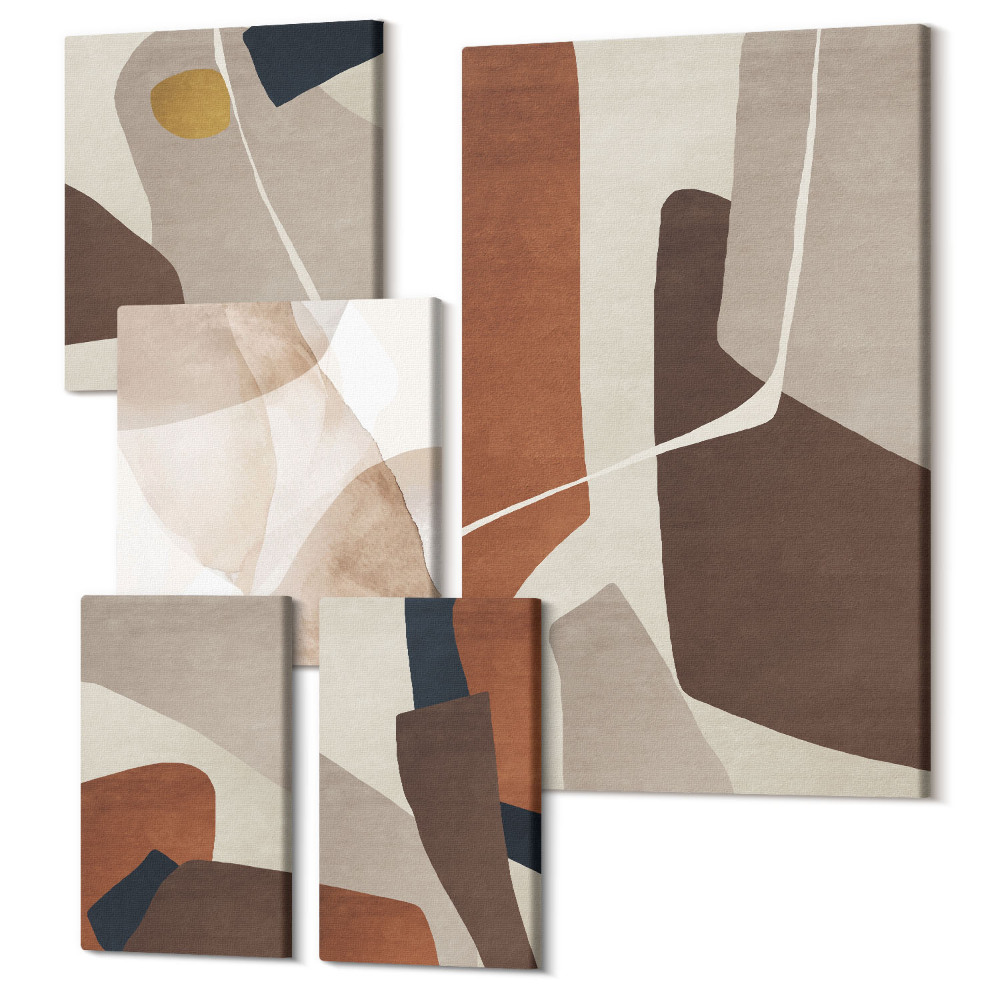 Tablou din 5 piese Abstracția formelor structurale într-un stil modern