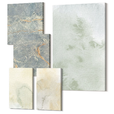 Set tablouri 5 piese Acuarele pastel pe texturi de vopsea pânză