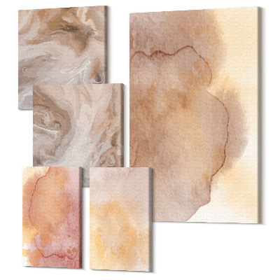 Tablou din 5 piese Acuarele calde pe pânză, texturi colorate