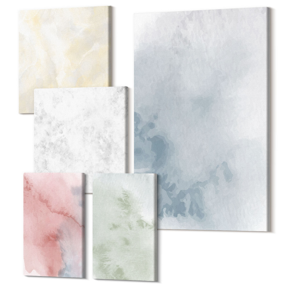 Tablouri canvas set 5 piese Structuri pastelate acuarele colorate pe pânză