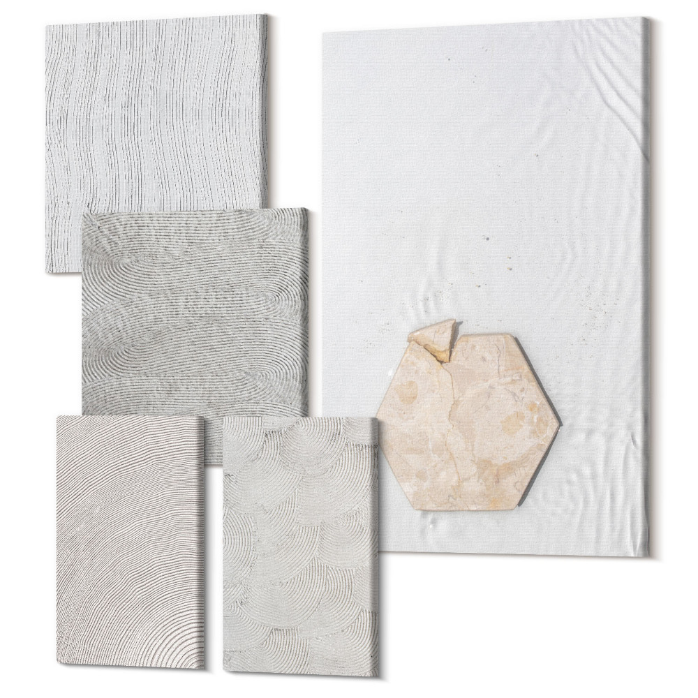 Tablou din 5 piese Texturi ușoare pe nisip, stil boho delicat