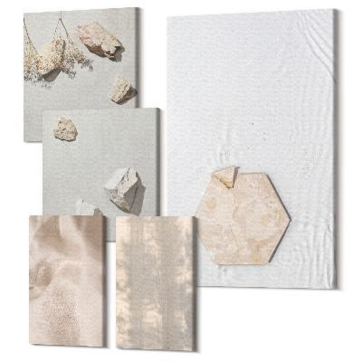 Set tablouri 5 piese Texturi subtile într-un stil boho natural