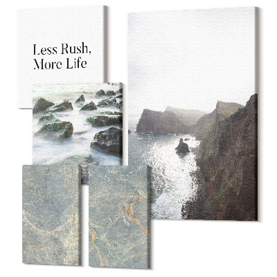 Set tablouri 5 piese Inscripție în marmură verde și vederi melancolice