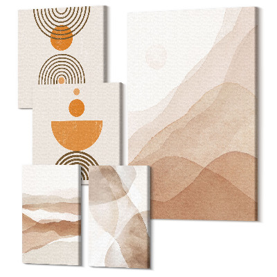 Tablouri canvas set 5 piese Structuri în diferite nuanțe de minimalism