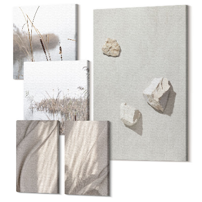 Set tablouri 5 piese Prim-planuri ale structurilor moderne în stil boho