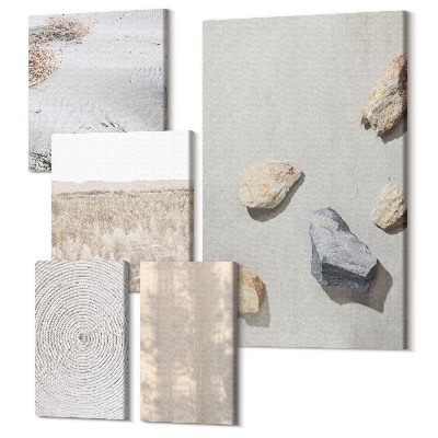 Tablouri canvas set 5 piese Boho texturi structuri naturale