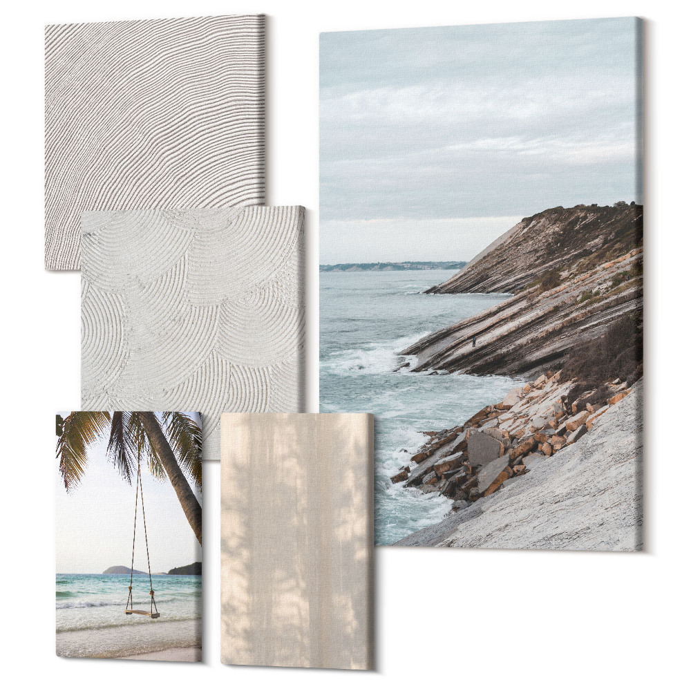 Tablouri canvas set 5 piese Nisip de vară și vederi pe malul mării peisaje de vară