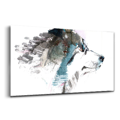 Tablou sticlă Profil de lup pictat