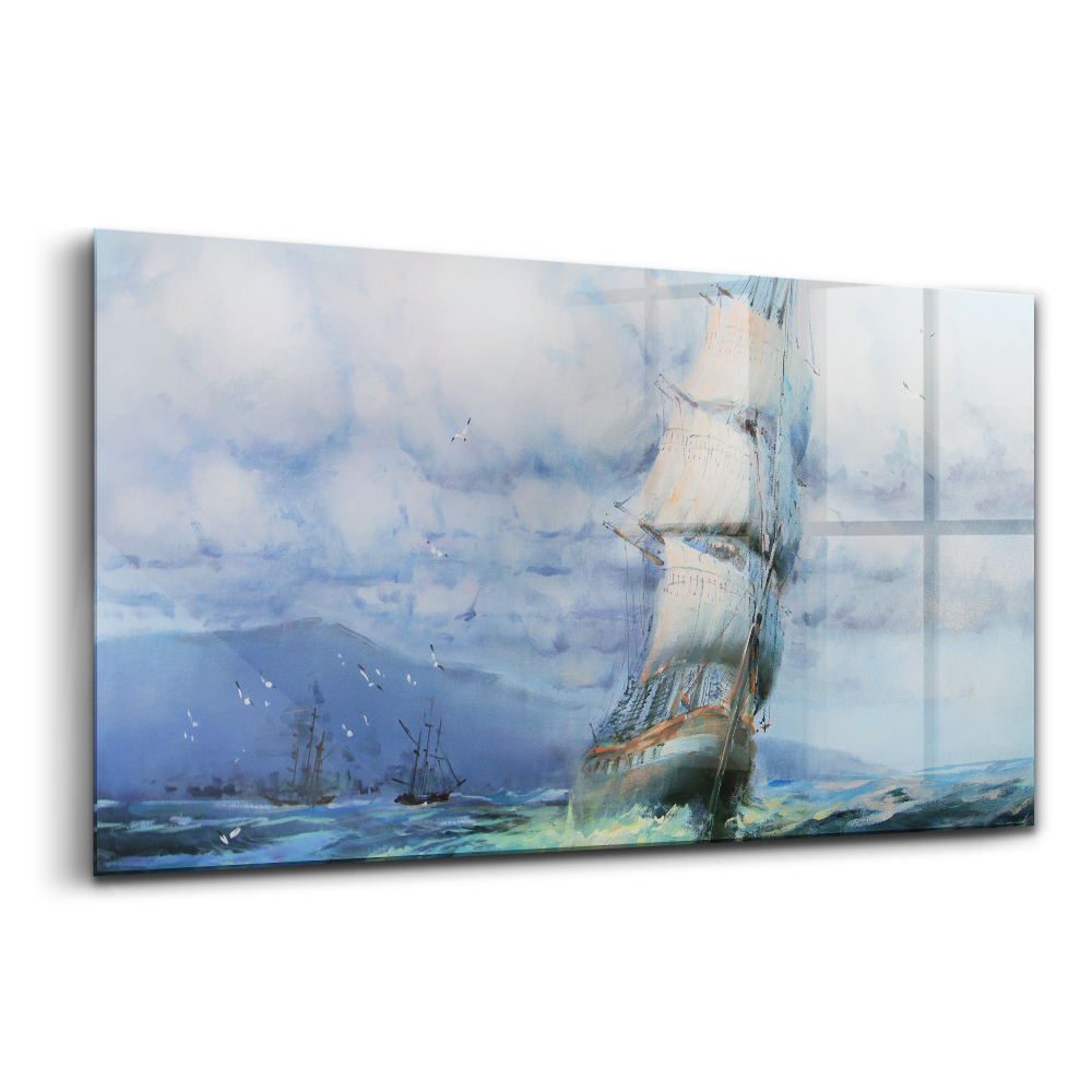 Tablou pe sticlă O navă planând pe apă