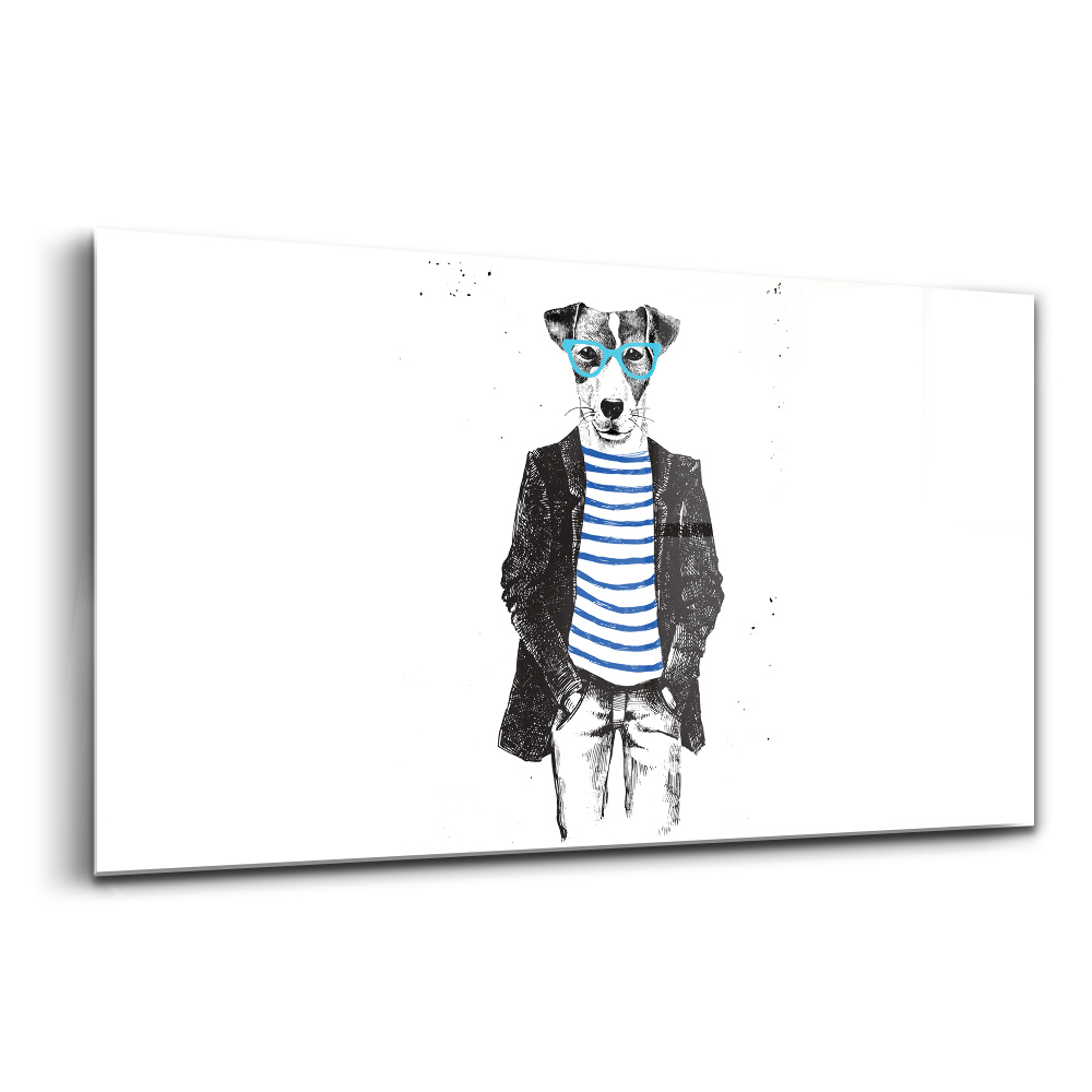Tablou din sticlă Un câine într-un corp uman