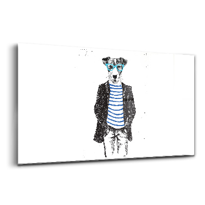 Tablou din sticlă Un câine într-un corp uman