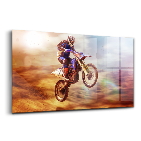 Tablou pe sticlă Mai bine să-ți pui o cască de motocross enduro