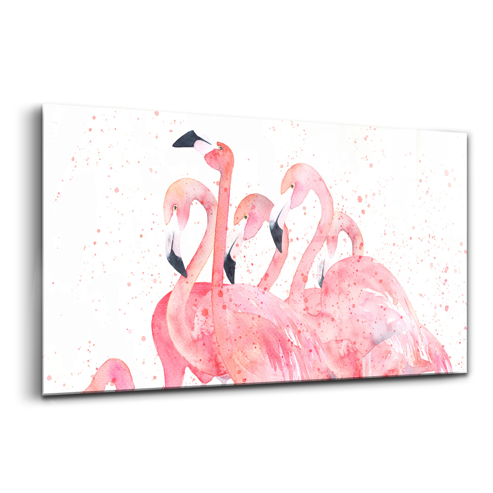 Tablou de sticlă Un grup de flamingo