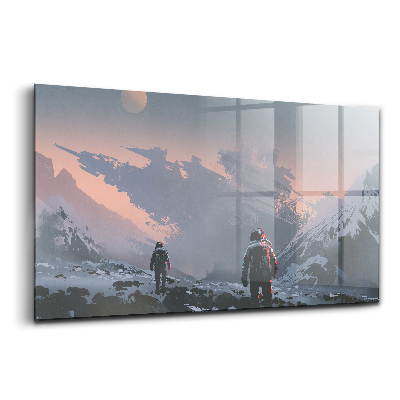 Tablou sticlă Astronauții din Calea Lactee