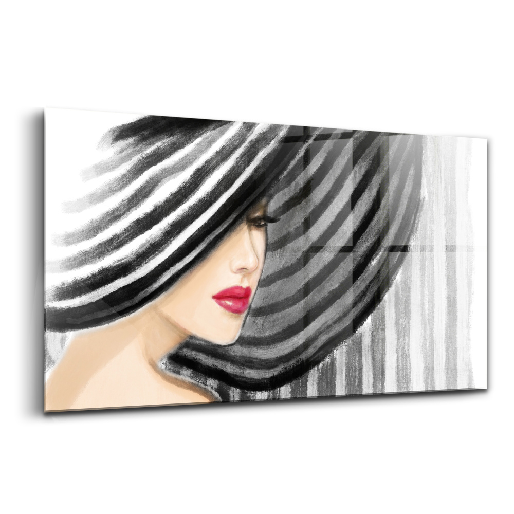Tablou de sticlă Femeie în alb și negru