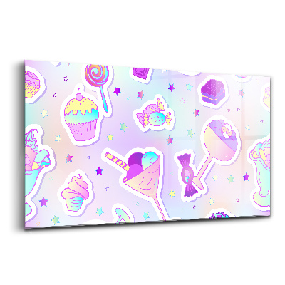 Tablou din sticlă Bomboane cu fursecuri și înghețată