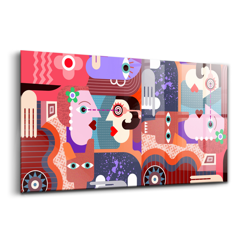 Tablou sticlă Fețe abstracte