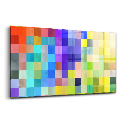 Tablou din sticlă Compoziție de pătrate mici