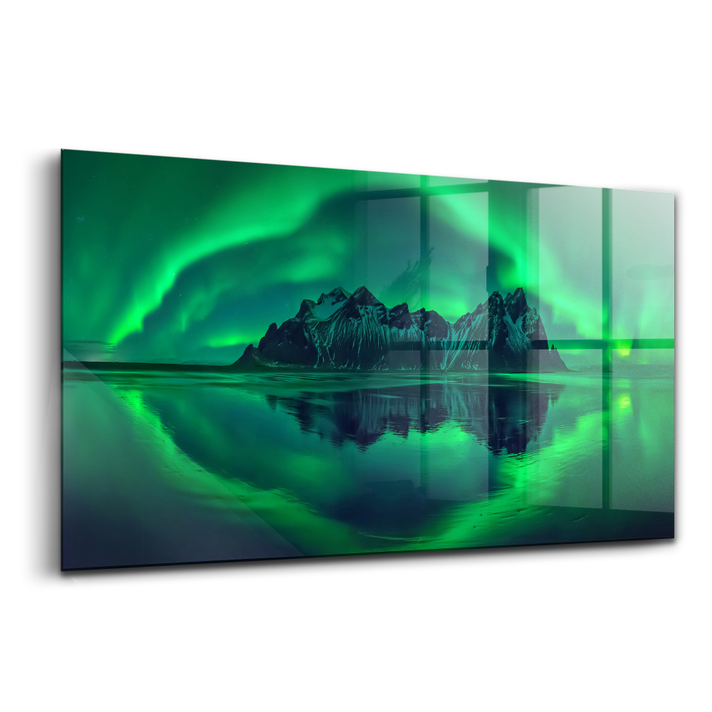 Tablou de sticlă Imaginea în oglindă a Aurorei Boreale