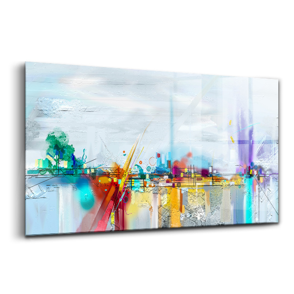Tablou sticlă Peisaj abstract cu ulei