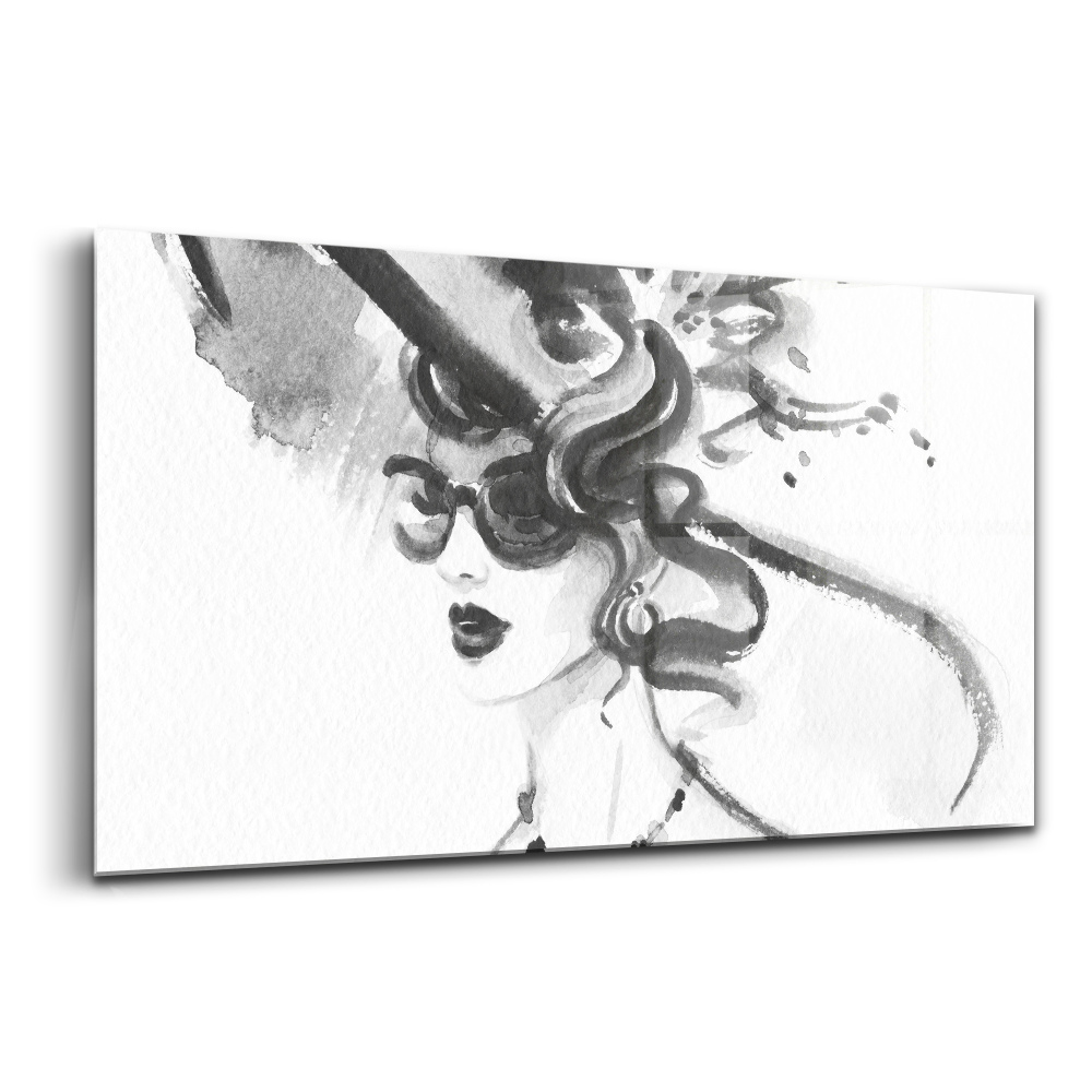 Tablou pe sticlă femeie la modă