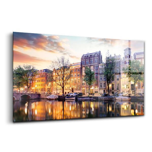 Tablou din sticlă Case Amsterdam Olanda
