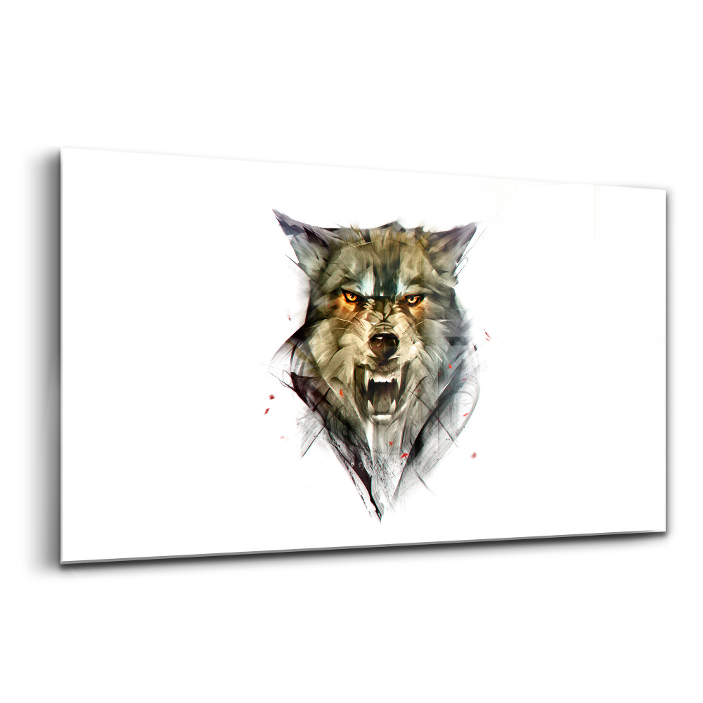 Tablou sticlă Portretul desenat al unui lup