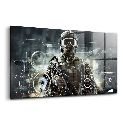 Tablou din sticlă Soldat al forțelor speciale cu o armă