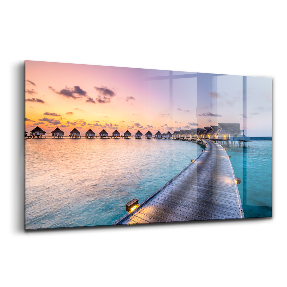 Tablou din sticlă Apus de soare Maldive